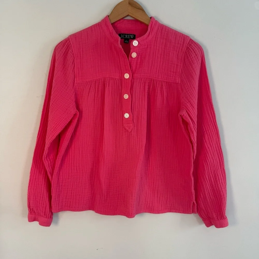 J. Crew Fresco Gauze Pink Blouse, Size S - Picture 2 of 5